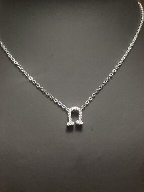 Crystal 'U' Initial Pendant Necklace
